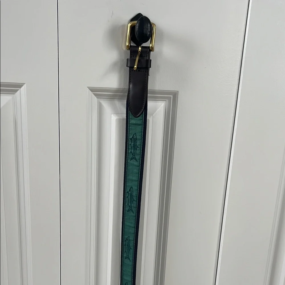 Vineyard Vines Boy’s Green and Navy Fish Canvas Club Belt